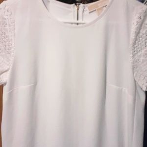 COPY - COPY - Michael Kors White Blouse Lace Sleeve.